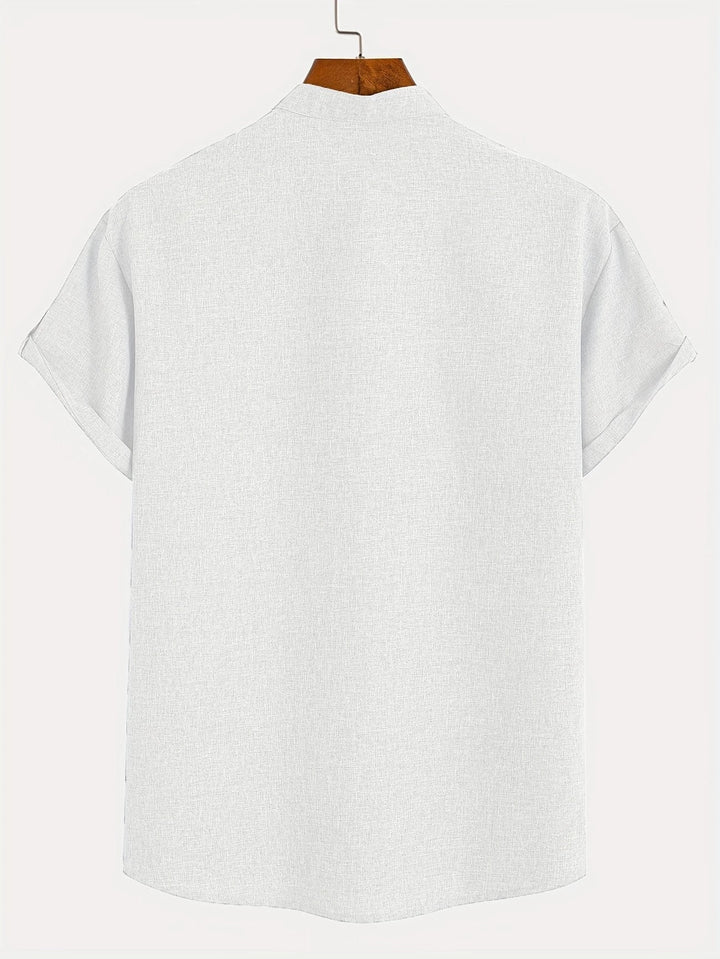 Elliott - Elegant Short Sleeve Shirt With Stand Collar