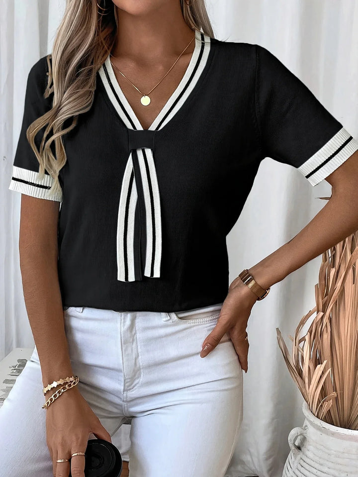 Brunella - Elegant V-Neck Knit Top
