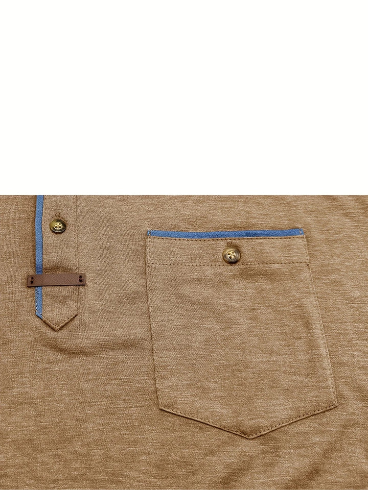 Saxon - Elegant Round Neck T Shirt With Pocket