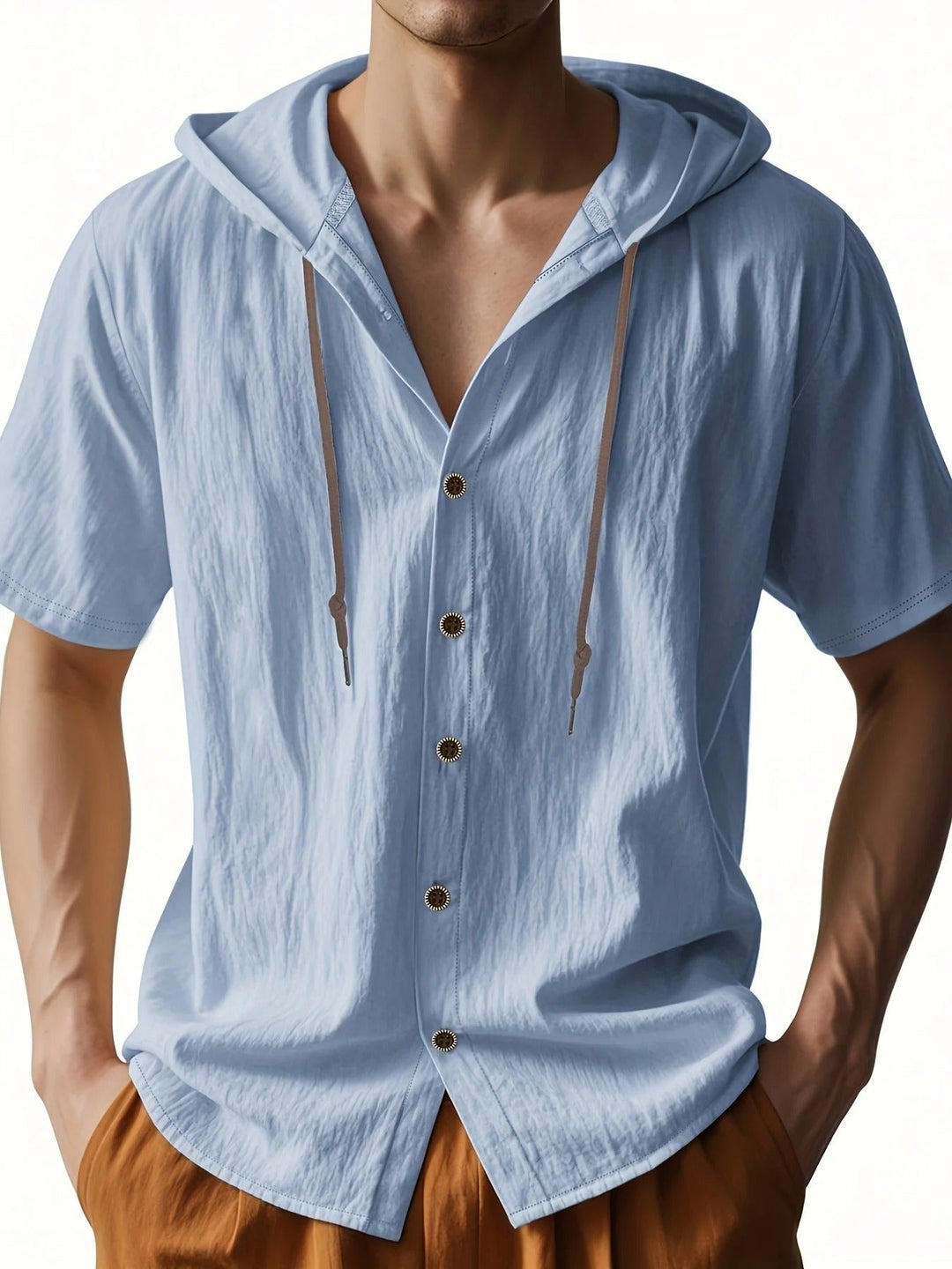 Chadwick - Lightweight Short Sleeve Linen Hooded Shirts