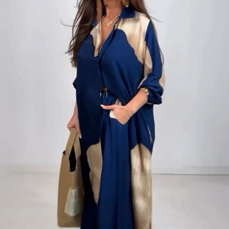 Dionicia - Elegant Button Down Shirt and Drawstring Pant