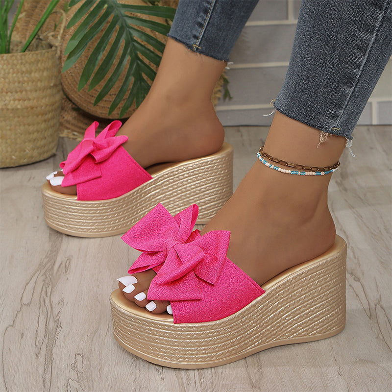 Sloane - Comfortable Slipper With Bow And Thick Sole