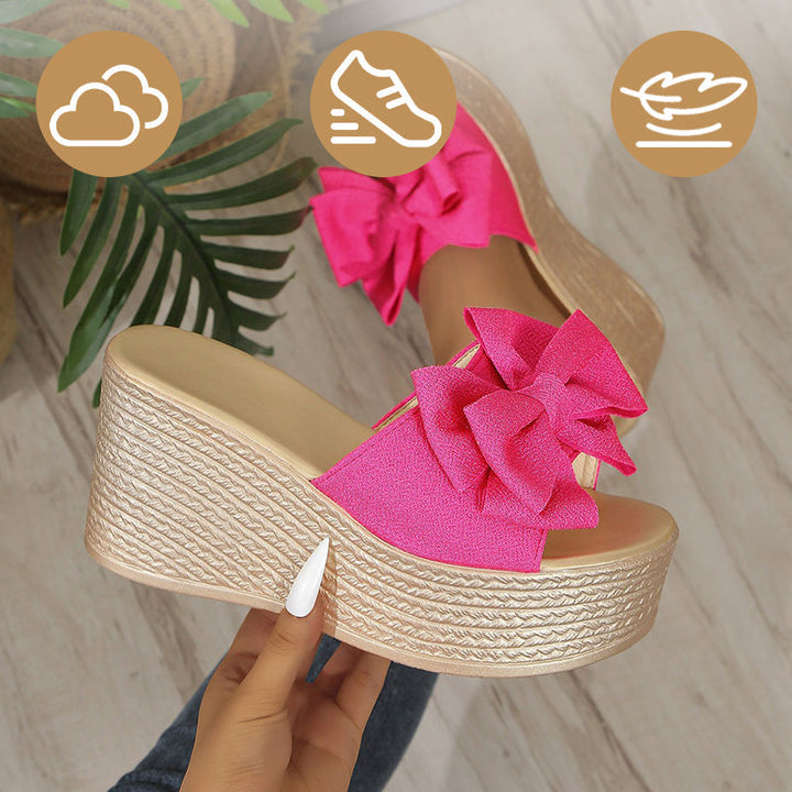 Sloane - Comfortable Slipper With Bow And Thick Sole