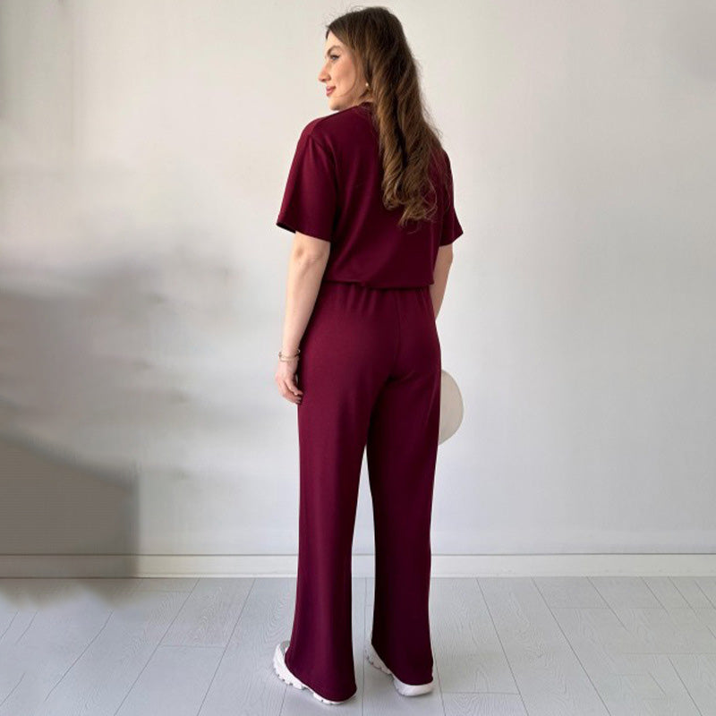 Jimena - Casual Round Neck Top And Drawstring Pant