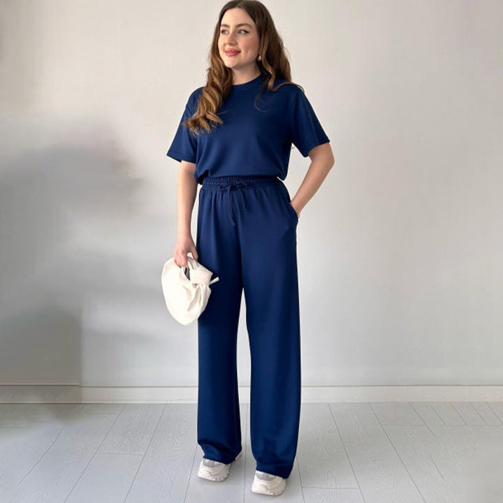 Jimena - Casual Round Neck Top And Drawstring Pant