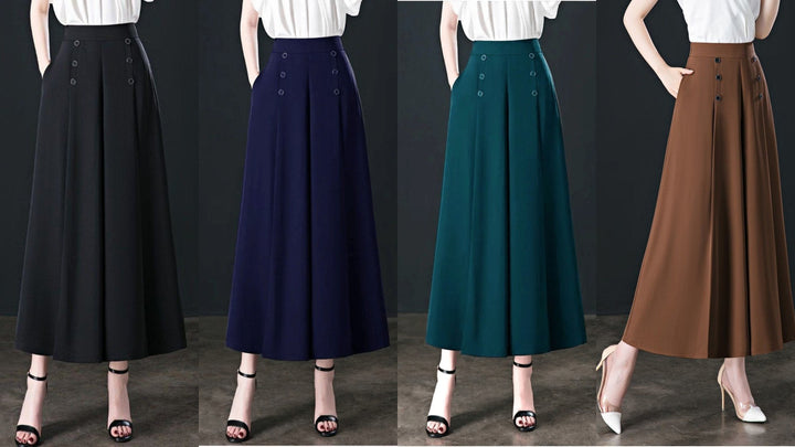 Malou - Stylish Pleated Wide Leg Pant