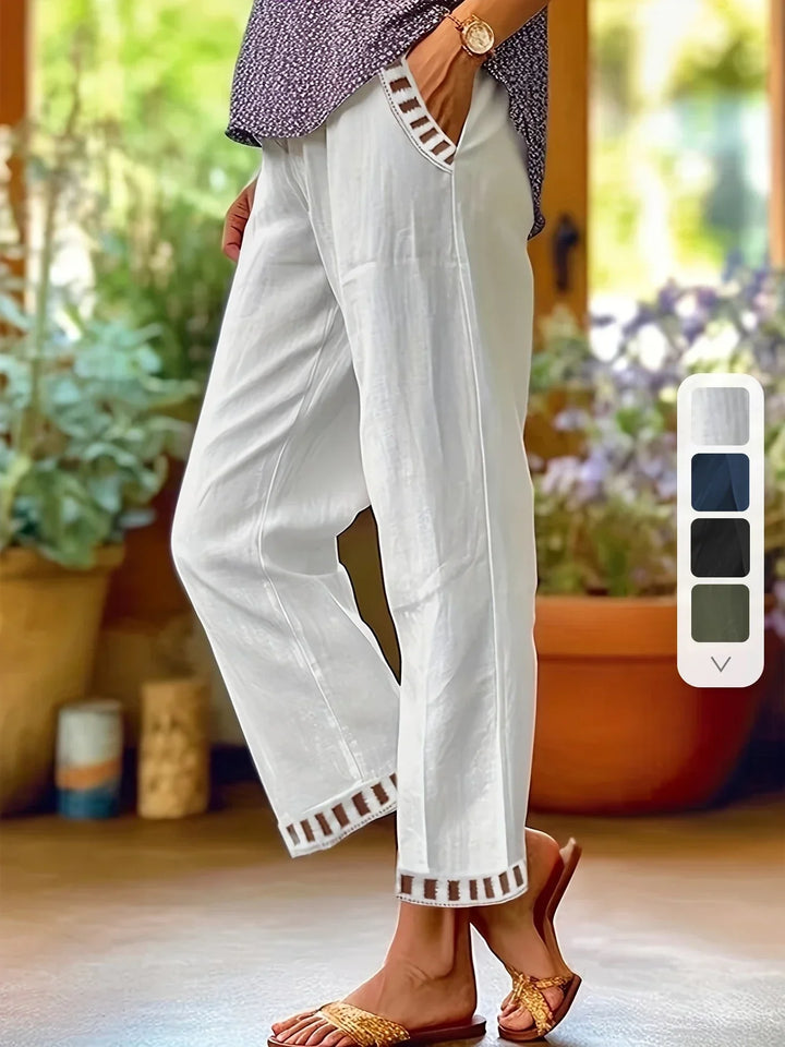 Tracey - Contrast Trim Cropped Pants