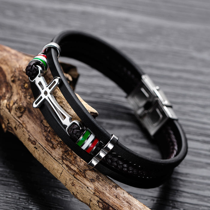 Nikos - High-quality Leather Handmade Cross Bracelet