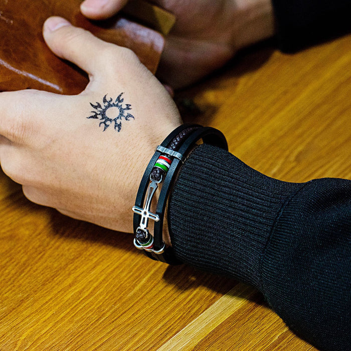 Nikos - High-quality Leather Handmade Cross Bracelet
