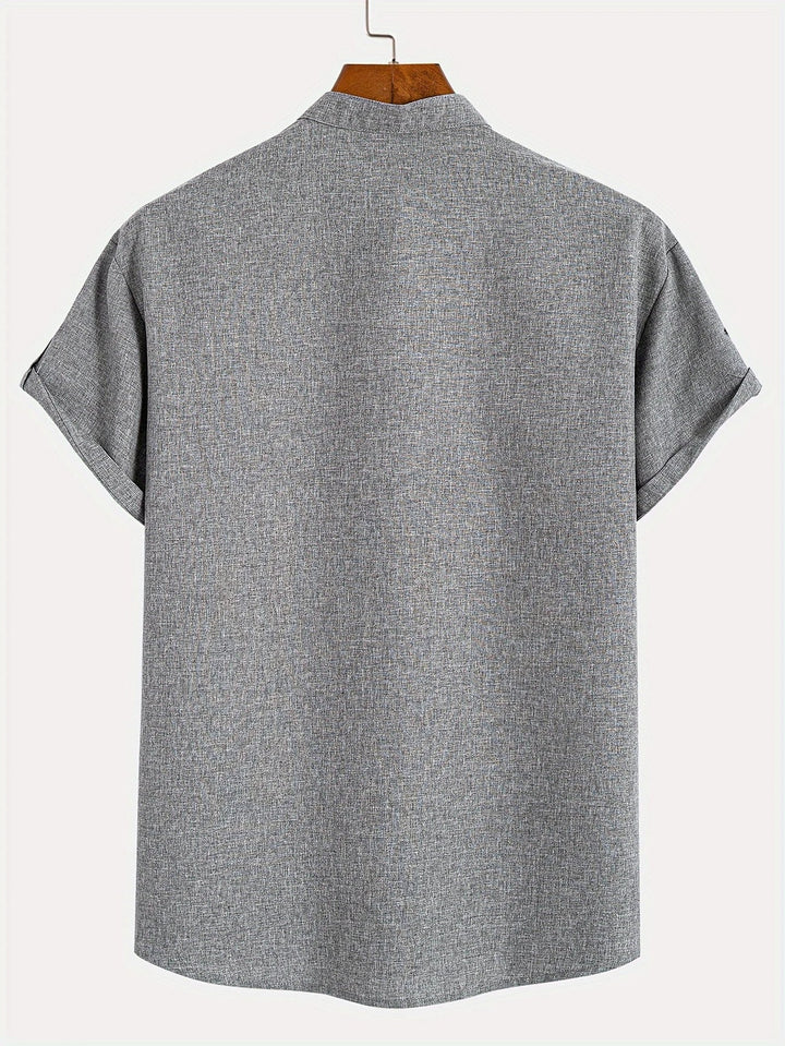 Elliott - Elegant Short Sleeve Shirt With Stand Collar