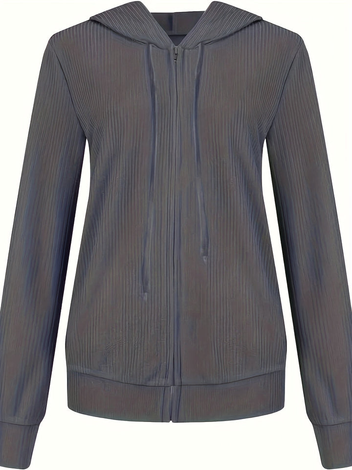 Moira - Long Sleeve Zip Up Drawstring Hoodies
