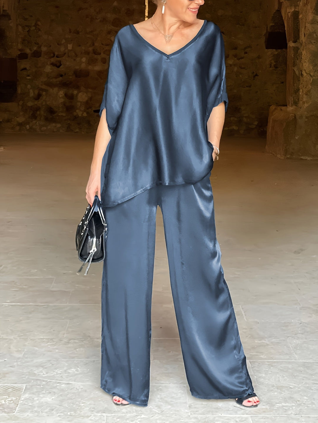 Ashlee - Elegant Short Sleeve Two Piece Set