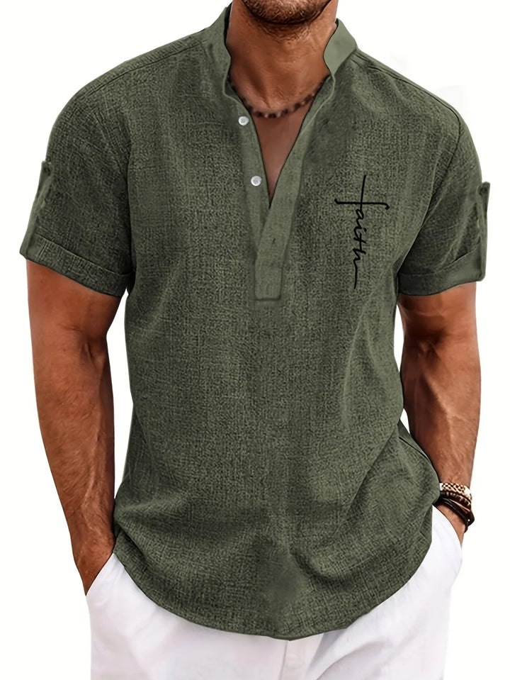 Elliott - Elegant Short Sleeve Shirt With Stand Collar