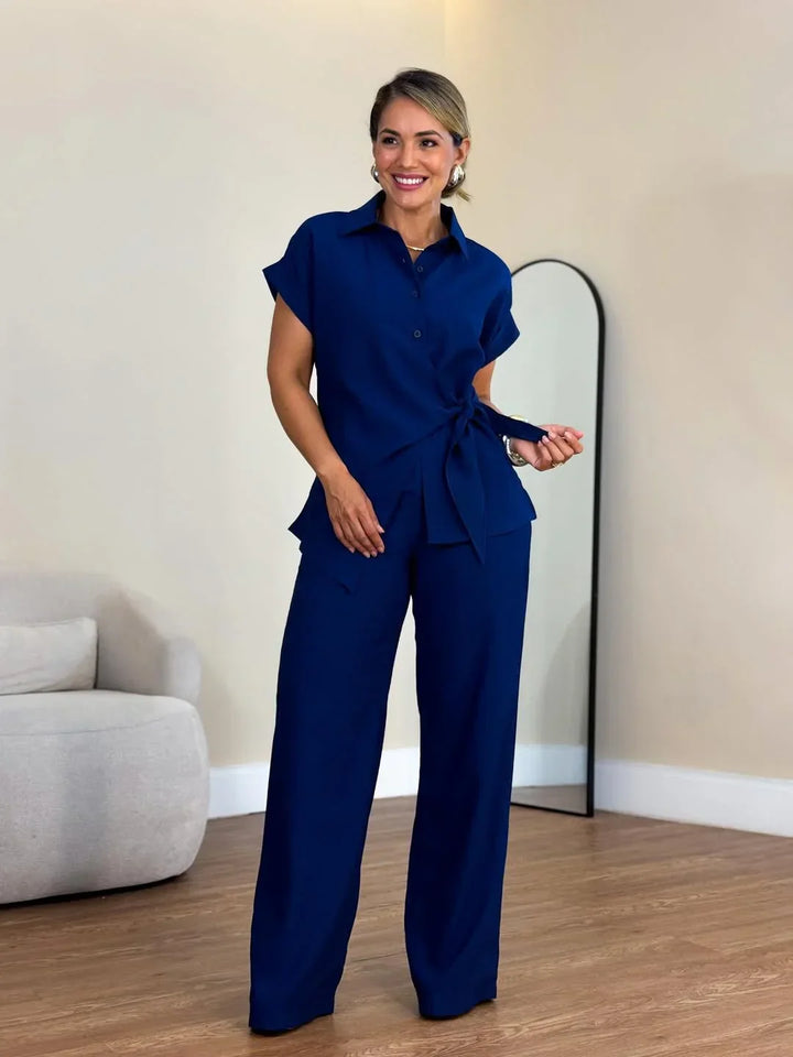 Lorie - Elegant Two Piece Chic Set With Tied Front