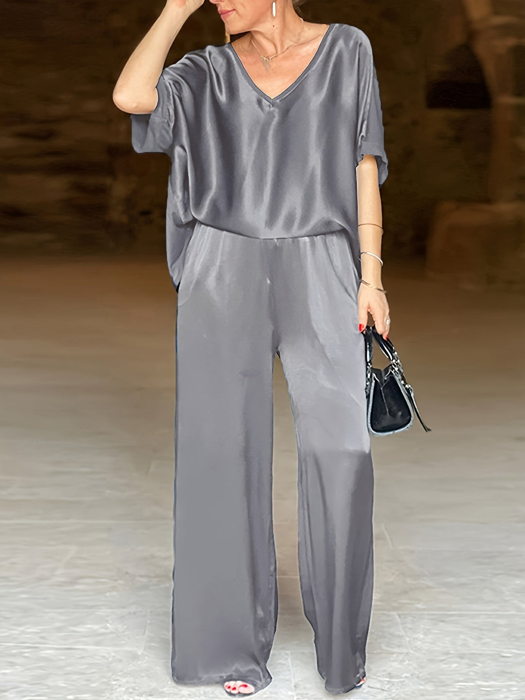 Ashlee - Elegant Short Sleeve Two Piece Set