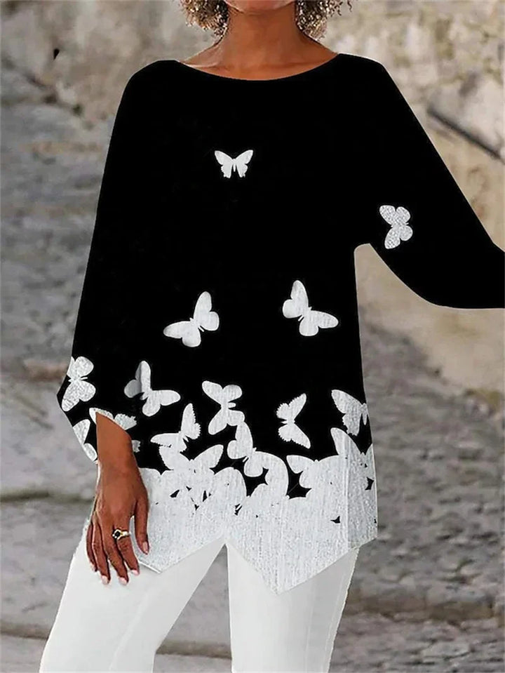 Soraya - Round Neck And Long Sleeve Printed Shirt