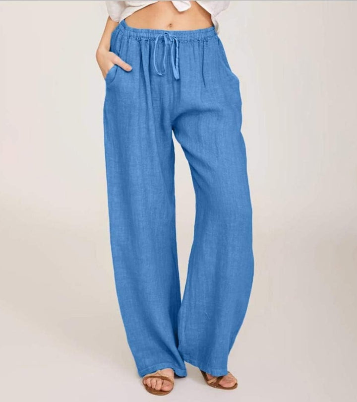Maialen - Linen Wide Leg Trousers For Summer