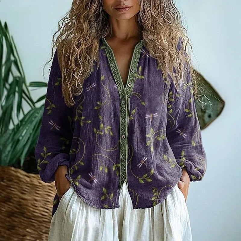 Fiona™ I Vintage Leaf Print Blouse