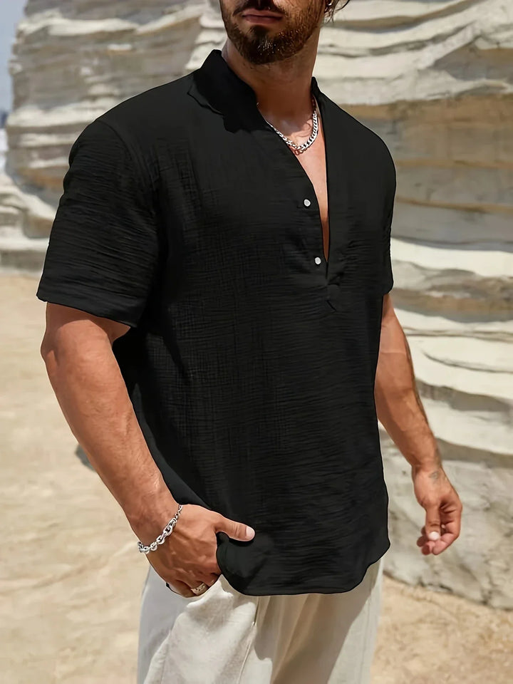 Sancho - Elegant Summer Shirt With Stand Collar