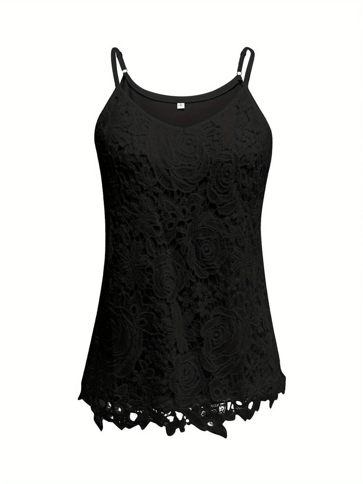 Juna - Elegant Sleeveless Lace Top With V Neck