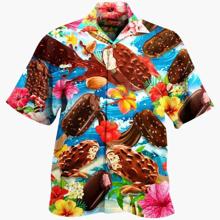 Lubomir - Elegant Summer Shirt With Ice Cream Print
