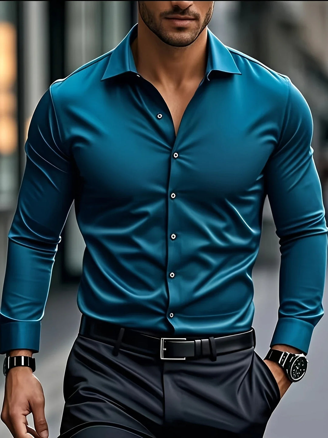 Byron - Elegant Long Sleeve Shirt With Button