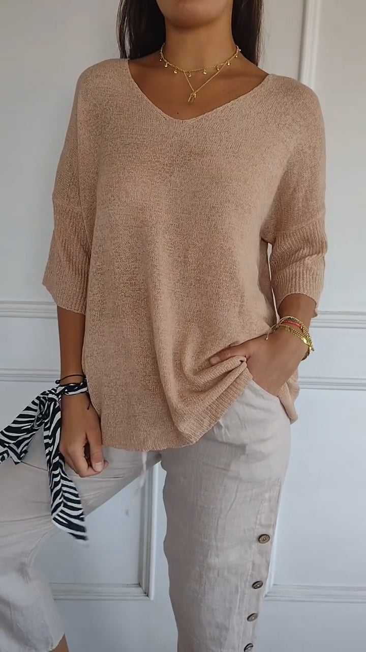 Mitzi - Knitted V-Neck Top