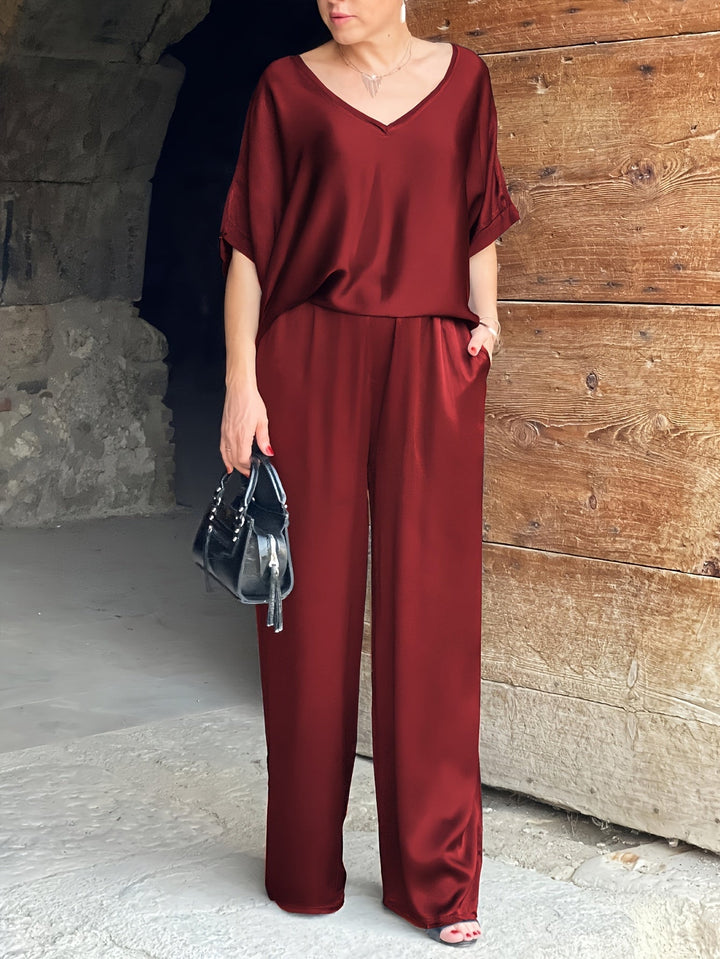 Ashlee - Elegant Short Sleeve Two Piece Set