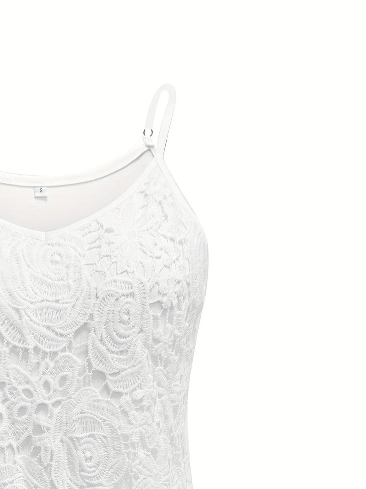 Juna - Elegant Sleeveless Lace Top With V Neck