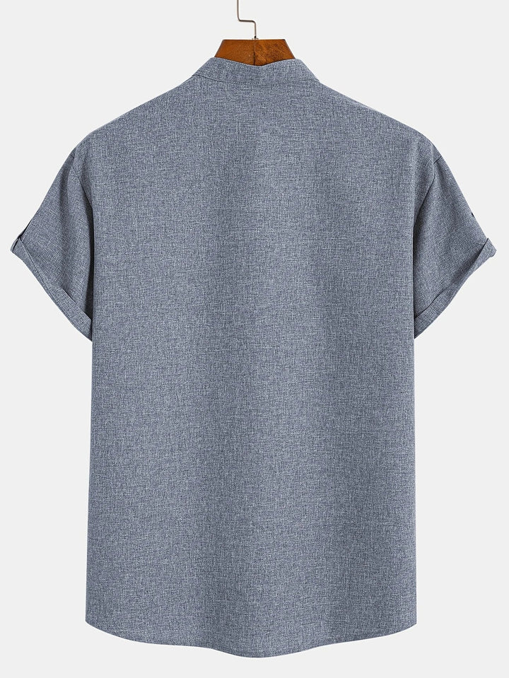 Elliott - Elegant Short Sleeve Shirt With Stand Collar