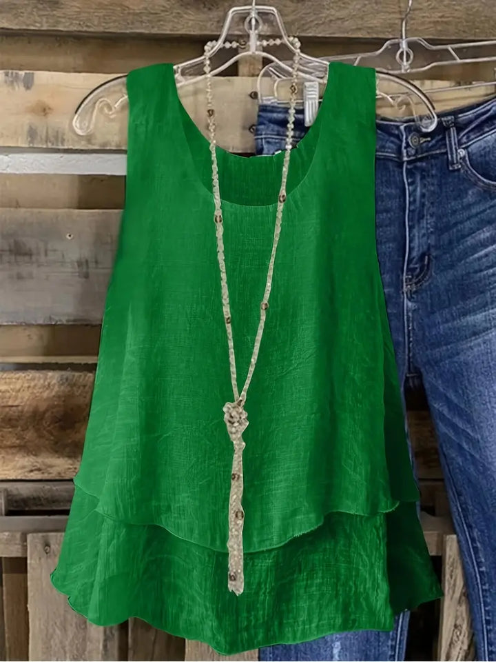 Cressida - Viscose Blend Tank Top with Ruffle