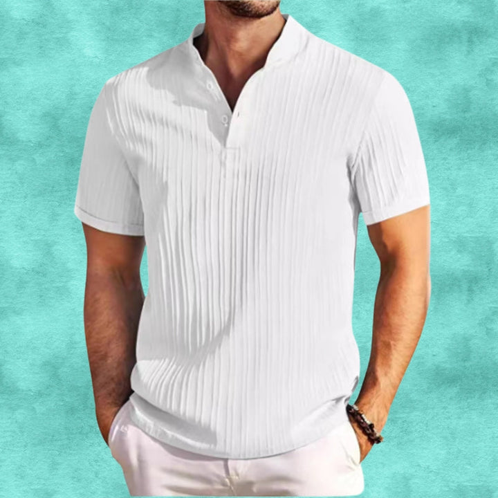 Tomasz - Casual Linen Striped Shirt With Button