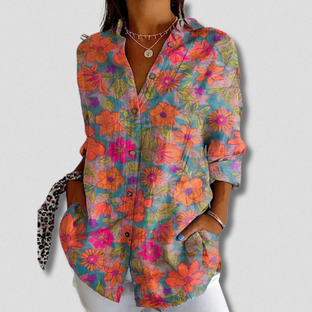 Stefanee - Long Sleeve Floral Shirt