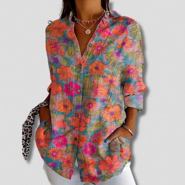 Stefanee - Long Sleeve Floral Shirt