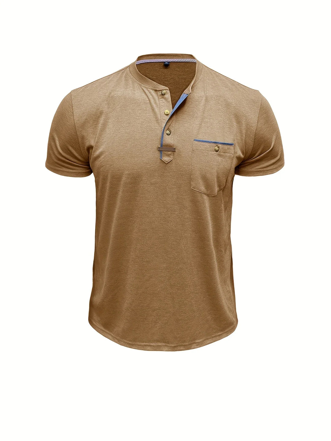 Saxon - Elegant Round Neck T Shirt With Pocket