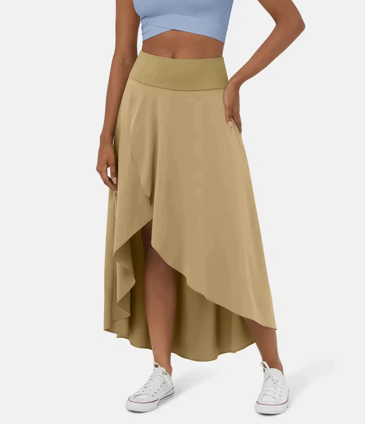 Keisha - Casual Midi Skirt With High Waist And Low Ruffle Skirt