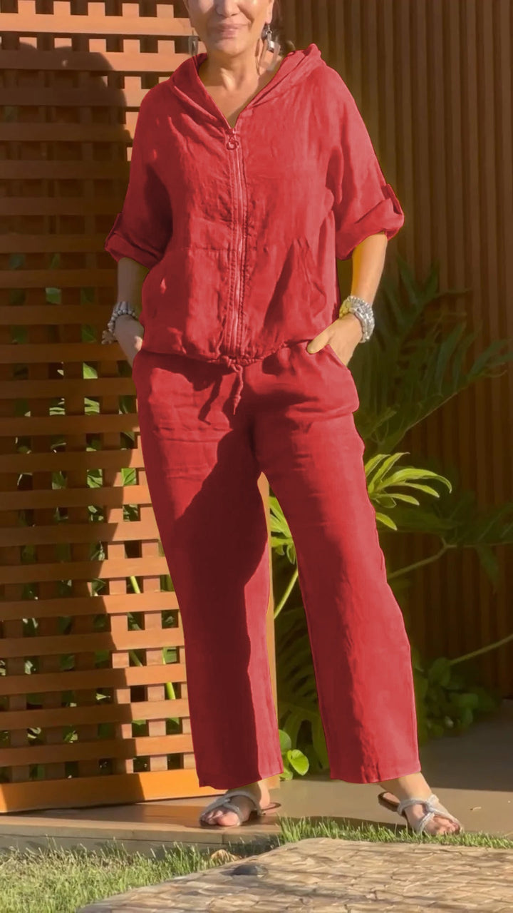 Pietra - Two Piece Hooded Suit With Zipper