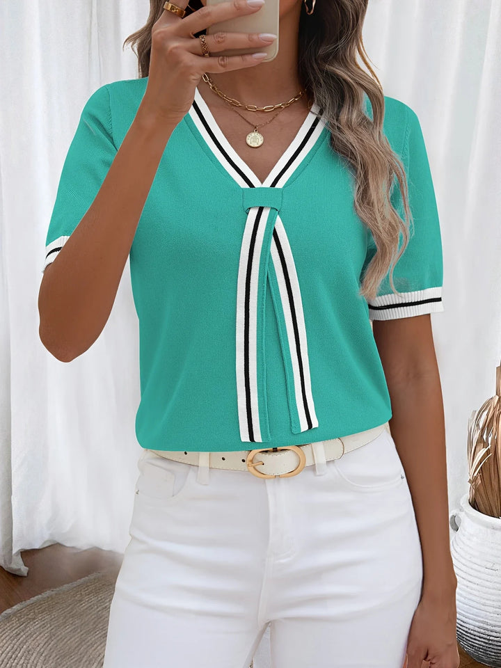 Brunella - Elegant V-Neck Knit Top
