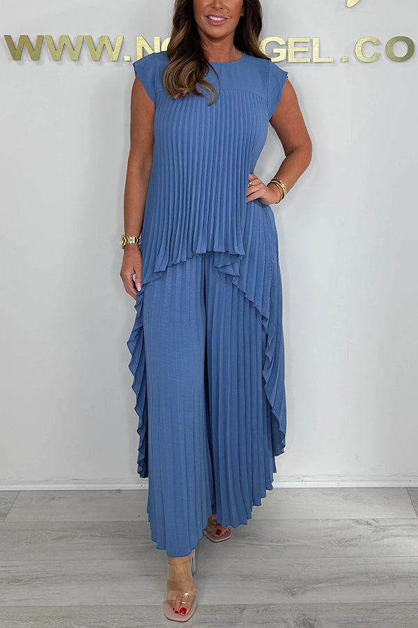 Blithe – Pleated Midi Top And Wide Leg Trousers