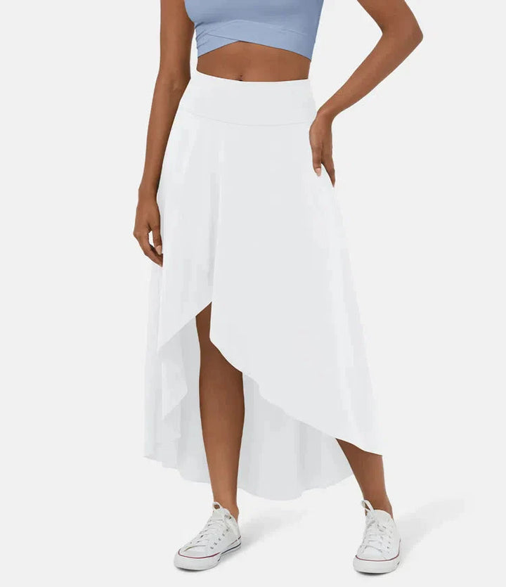 Keisha - Casual Midi Skirt With High Waist And Low Ruffle Skirt