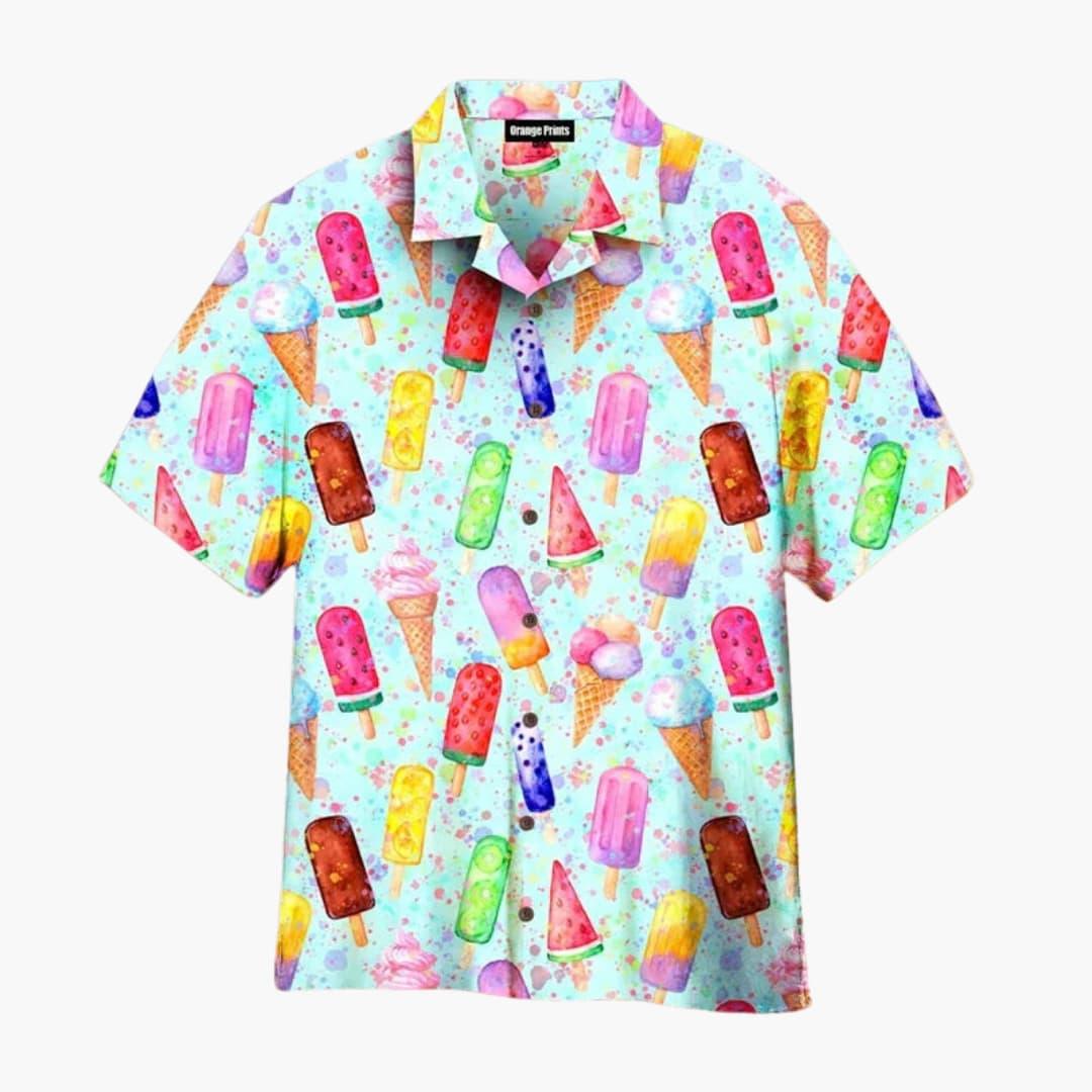 Lubomir - Elegant Summer Shirt With Ice Cream Print