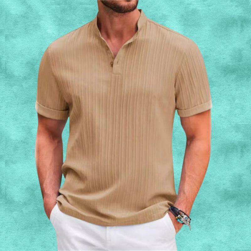 Tomasz - Casual Linen Striped Shirt With Button