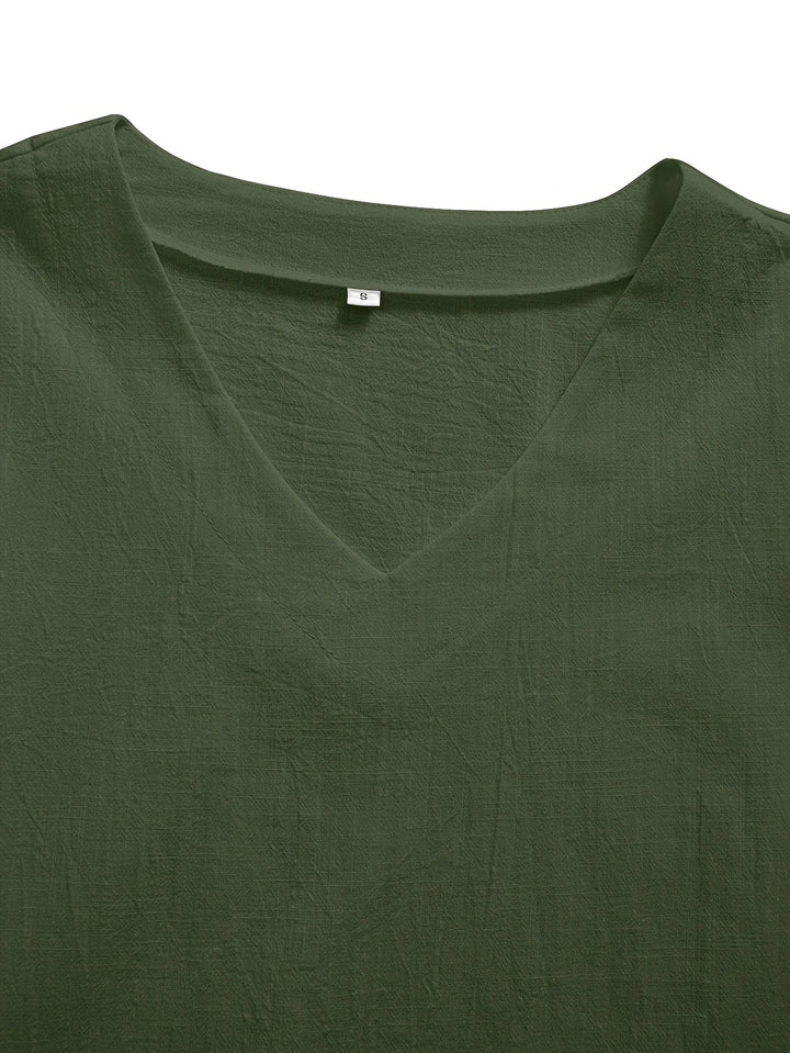 Mattea - Casual Loose Fitting Top With V Neck