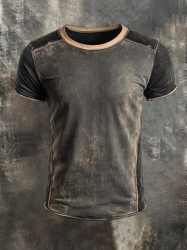 Henley Top In Retro Color Block Design For Men