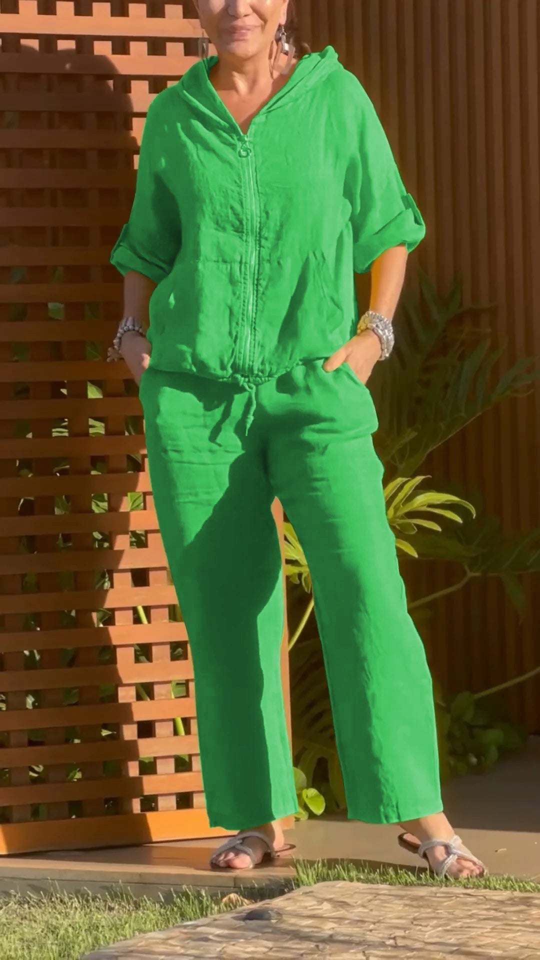 Pietra - Two Piece Hooded Suit With Zipper