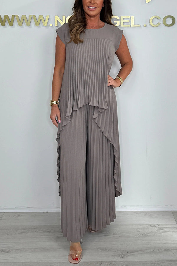 Blithe – Pleated Midi Top And Wide Leg Trousers