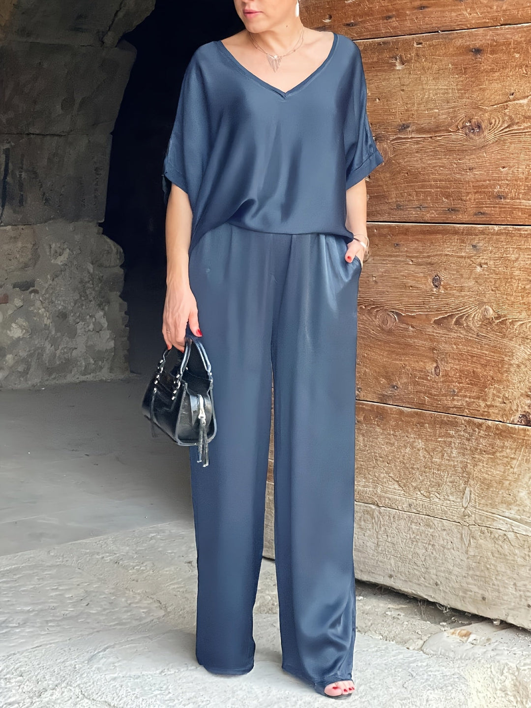 Ashlee - Elegant Short Sleeve Two Piece Set