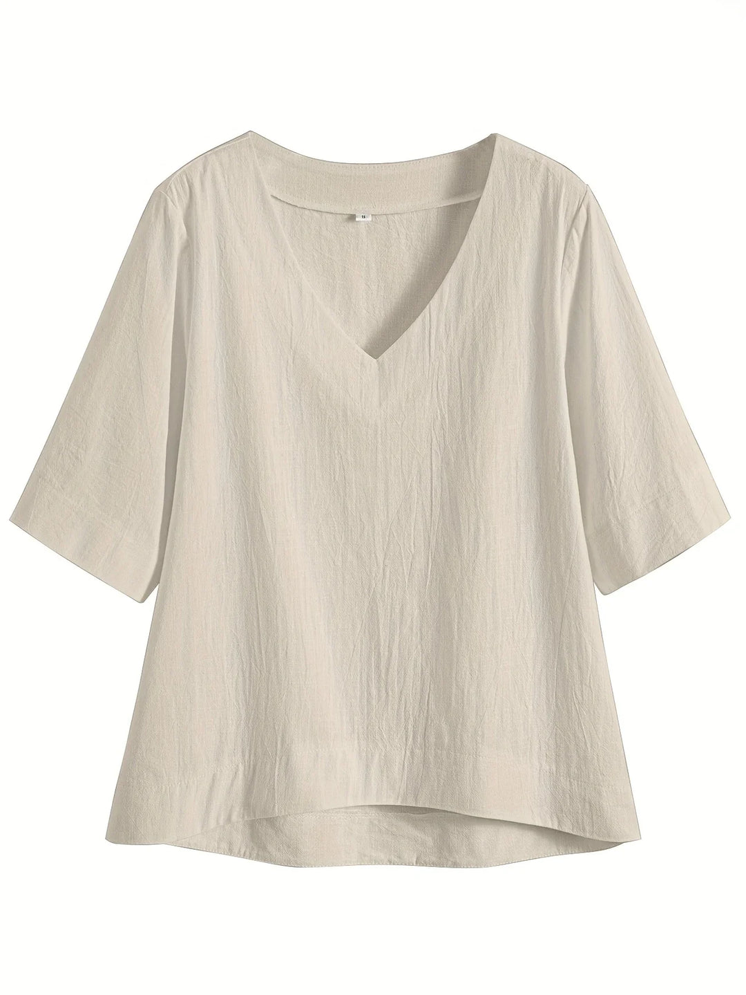 Mattea - Casual Loose Fitting Top With V Neck