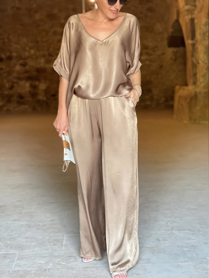 Ashlee - Elegant Short Sleeve Two Piece Set