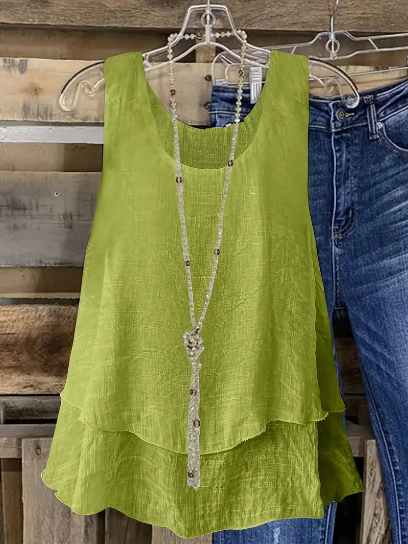 Cressida - Viscose Blend Tank Top with Ruffle